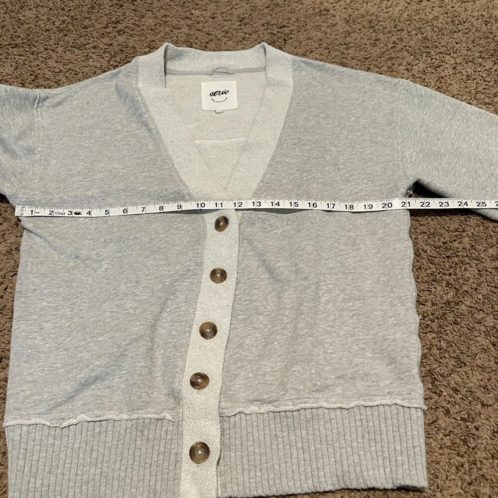 Aerie Gray Knit Cardigan Sweater - Soft & Cozy Open Front - Size Small - Picture 3 of 8